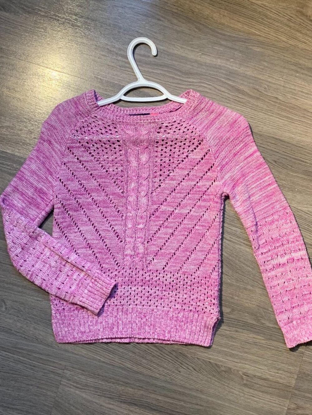CHILDREN'S PLACE Sweater, LIKE NEW, Crochet Knit, Mid Pink, Girls Lrg (10-12yrs)